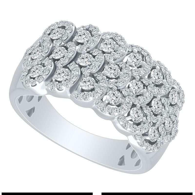 Natural Diamond 1ctw. Multi Row Anniversary Band in 10k White Gold image number null